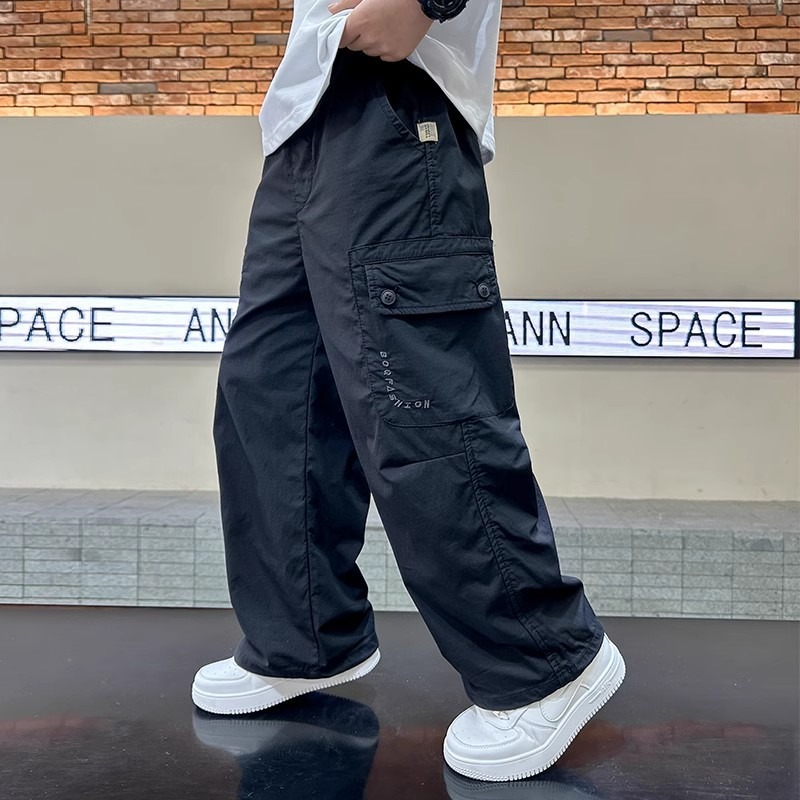 Boys' Wide Leg Pants Spring and Autumn 2024 New Children's Korean Casual Straight Tooling Pants Big Children's Spring Fashion