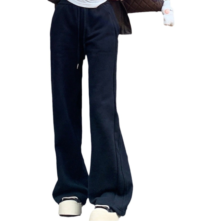 Gray casual pants sweatpants sports pants for women autumn and winter New High waist draping straight pants wide leg pants mop long pants