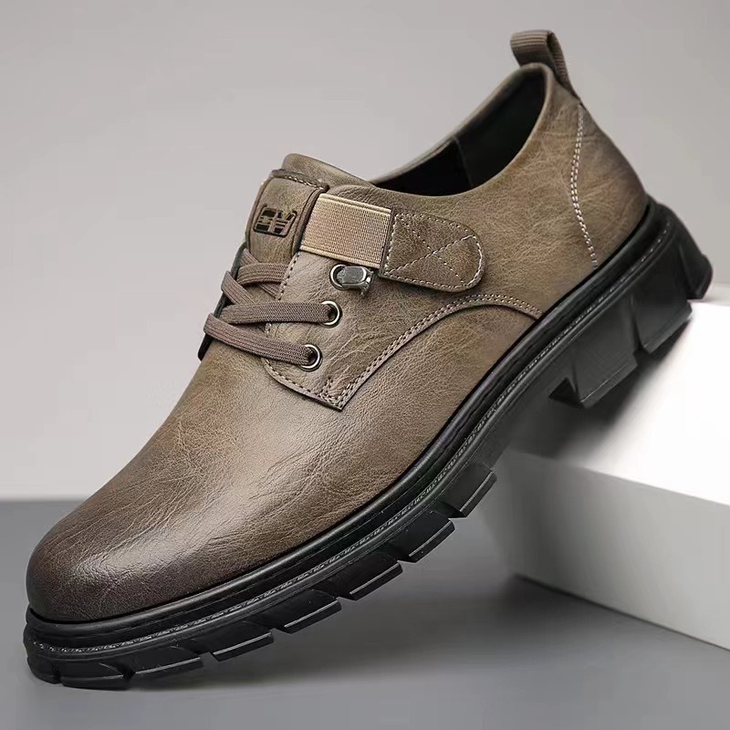 Men's Casual Leather Shoes Spring Business Dress Men's Shoes British Height Increasing Soft Leather Suit Black High Grade Leather Shoes for Men