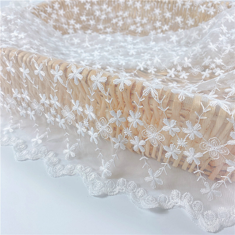 Shantou manufacturer water-soluble lace embroidery fabric spot 125cm milk silk mesh embroidery water-soluble lace