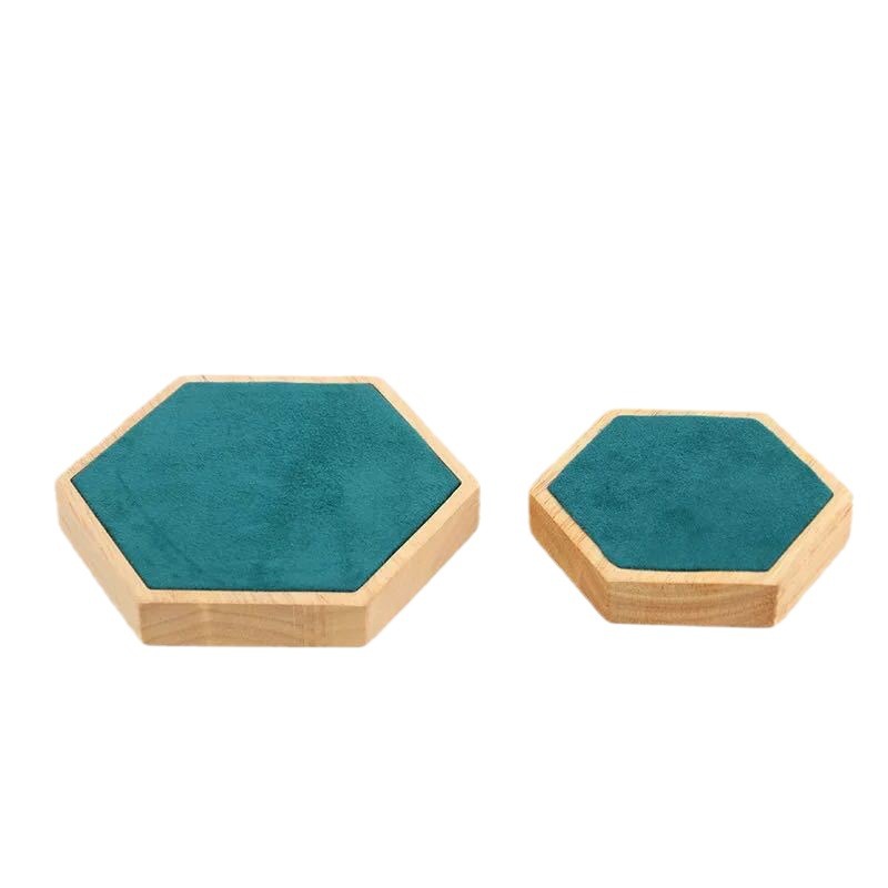 Picture of New bamboo hexagonal three-piece set jewelry ring earrings necklace jewelry display stand display props