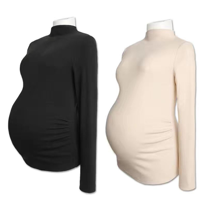 Picture of Pregnant women's clothing fashion spring autumn winter two-piece pregnant women adjustable abdominal pants solid color velvet warm bottoming shirt suit