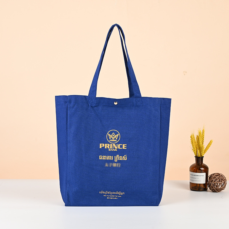 Factory snap canvas bag custom large capacity shopping bag in stock portable canvas bag cotton bag custom printed logo