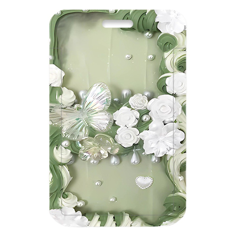ins style flower card holder student card meal card subway card bus card kindergarten delivery card anti-lost hard case card holder