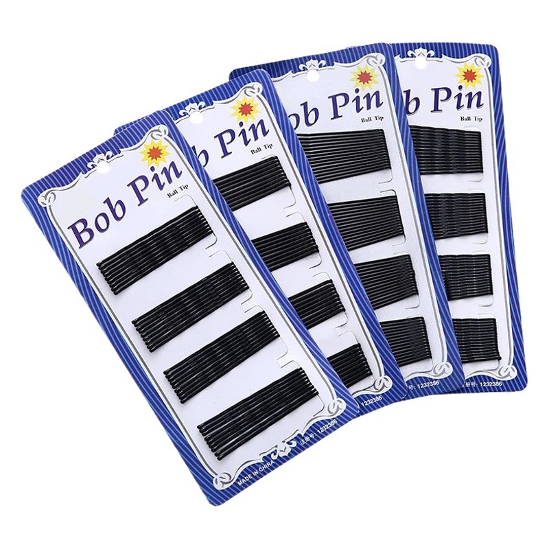 Black One-Word Hairpin Spray-Painted Edge Bangs Hairpin Invisible Headwear Wavy Hair Fixed U-Shaped Clip 10 Cards