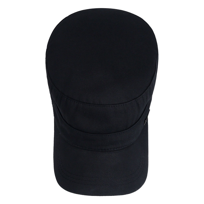 Men's Outdoor Casual Cotton Flat Top Hat Air Eye Metal Square Label Sunshade Breathable Adjustable Duck Tongue Hat Cross Border