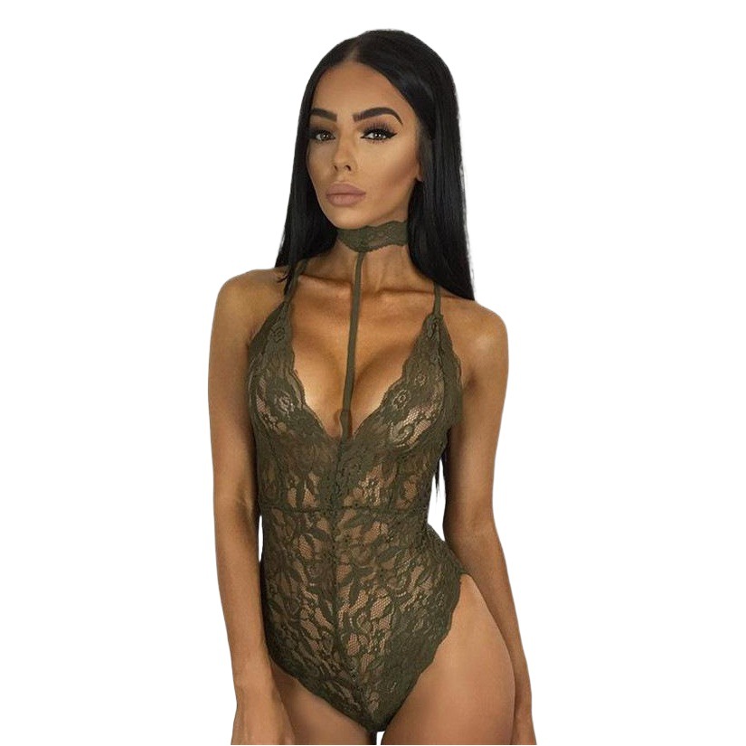 Foreign Trade European and American Sexy Lingerie Sexy Lace Underwear Transparent Babydoll Women's Lace Jumpsuit