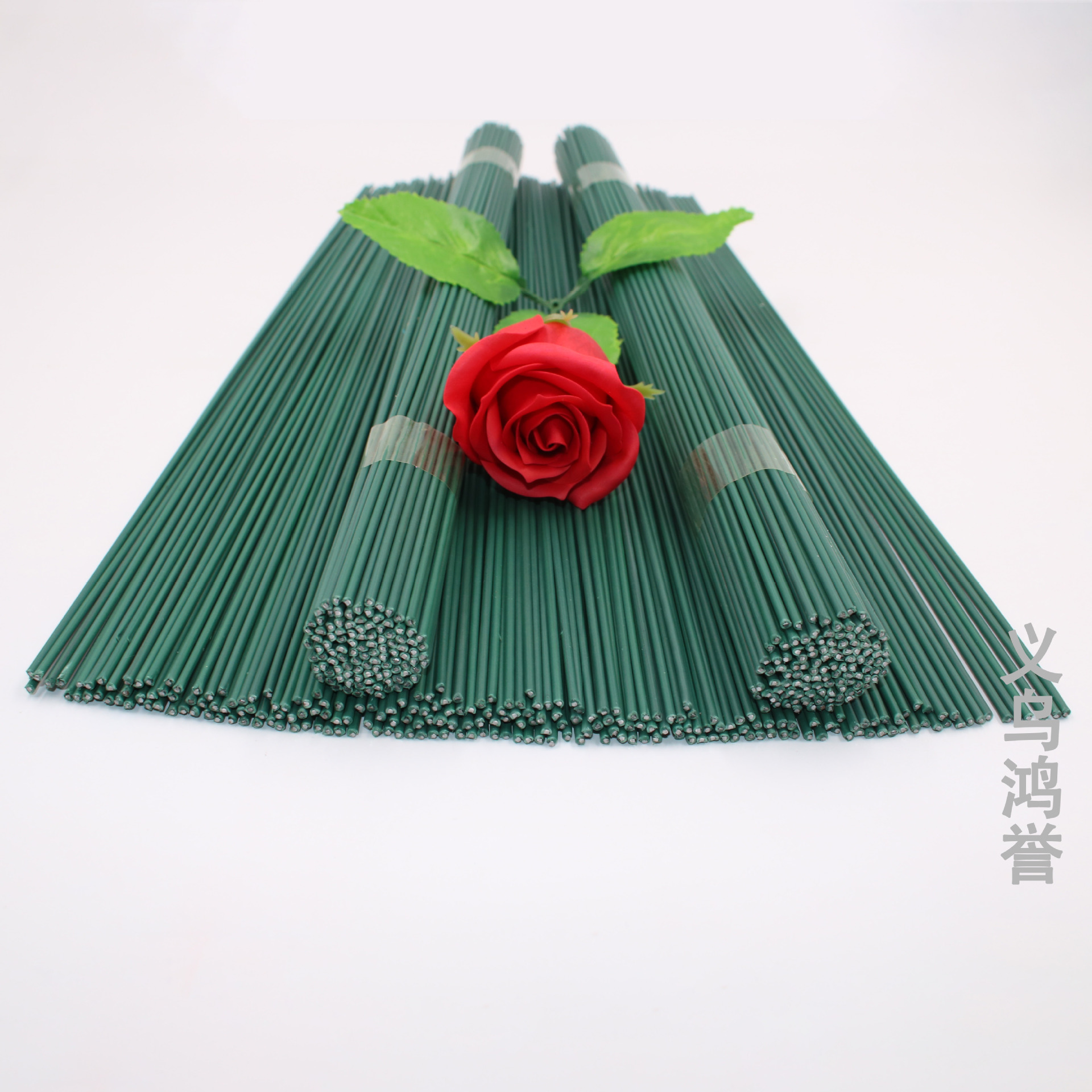 Picture of Factory wholesale 2mm plastic bag flower Rod 30cm green floral iron wire artificial flower handmade diy FLORAL production