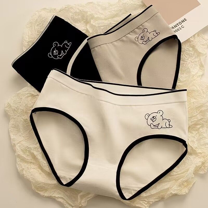 Pure Cotton Panties Female Girls Students Junior High School Middle Waist Breathable Girls' Pure Cotton Crotch Hip plus size Ladies Briefs