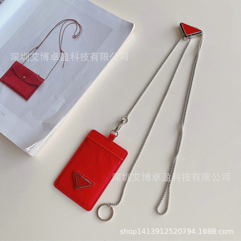 Picture of European and American Luxury Triangle Metal Chain Work Card Card Bag Trendy Card Case Hanging Neck Ins-style Crossbody ID Card