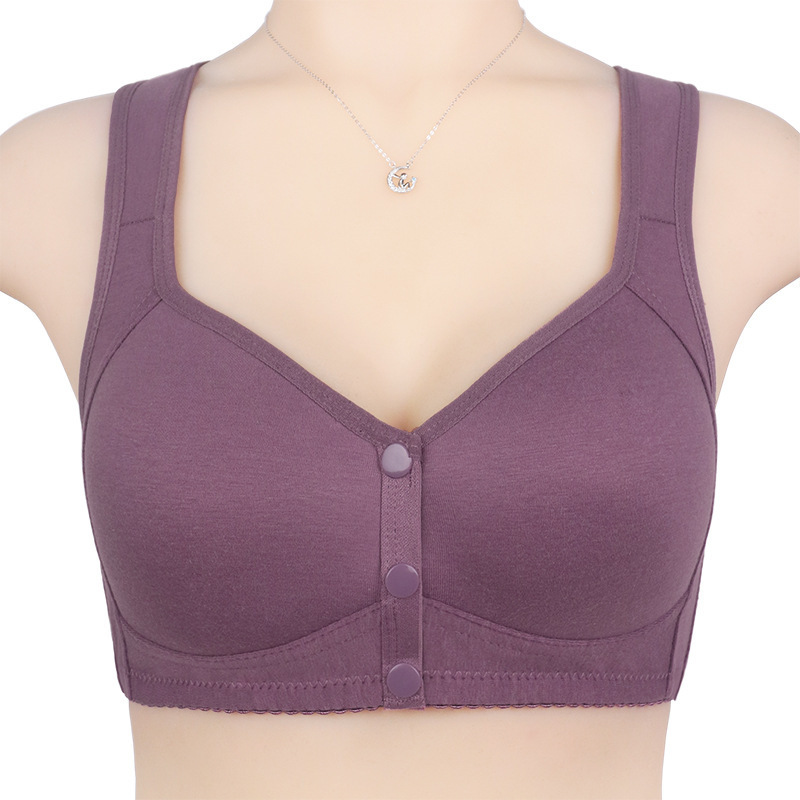 Front Opening Button Large Size Thin Push-Up Comfortable Mommy Underwear No Steel Ring, No Mark, Beautiful Back Adjustable Bra