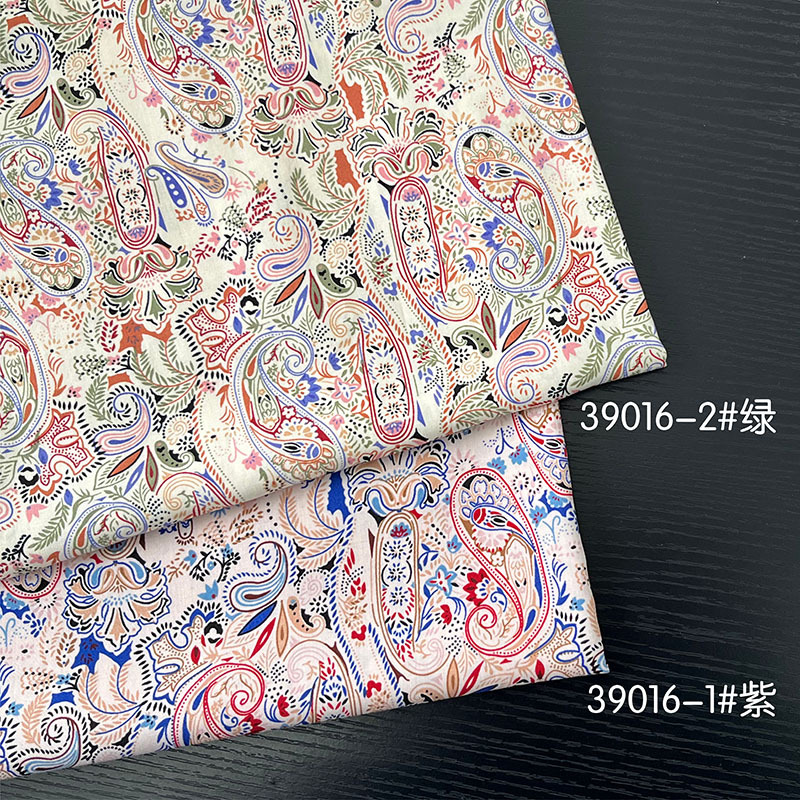 New 45 Pieces Artificial Cotton Plain Cashew Flower Reactive Printed Cloth Spring and Summer Dress Women's Fashion Fabric