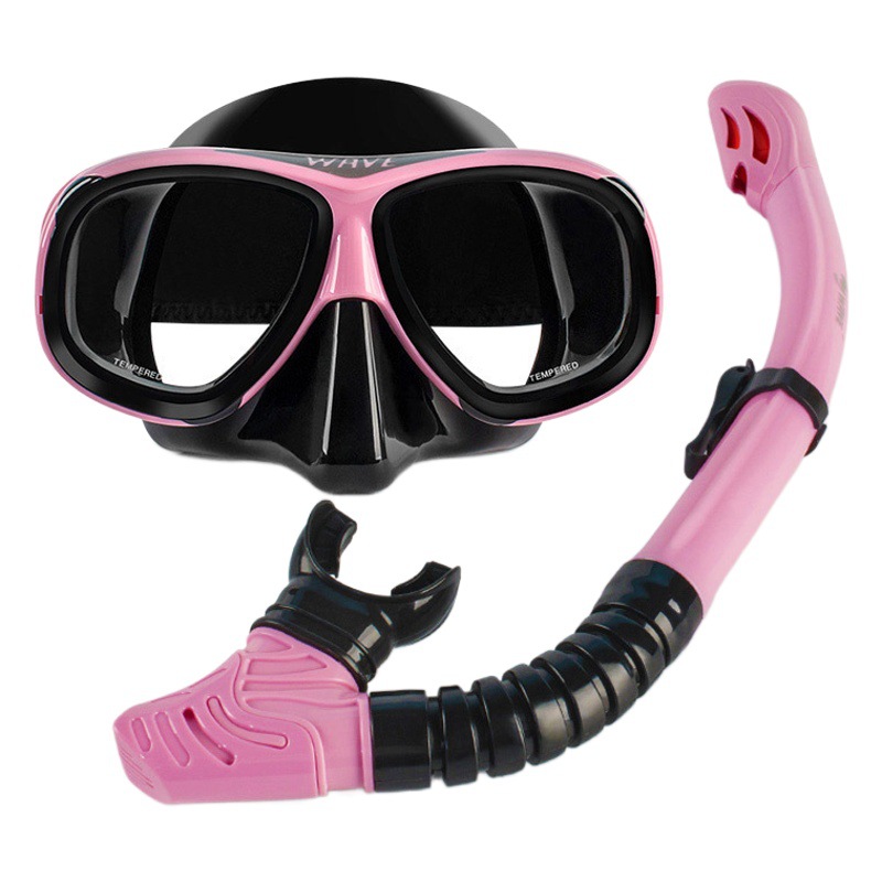 wave professional snorkeling two-piece silicone full dry breathing tube large frame with degrees diving goggles