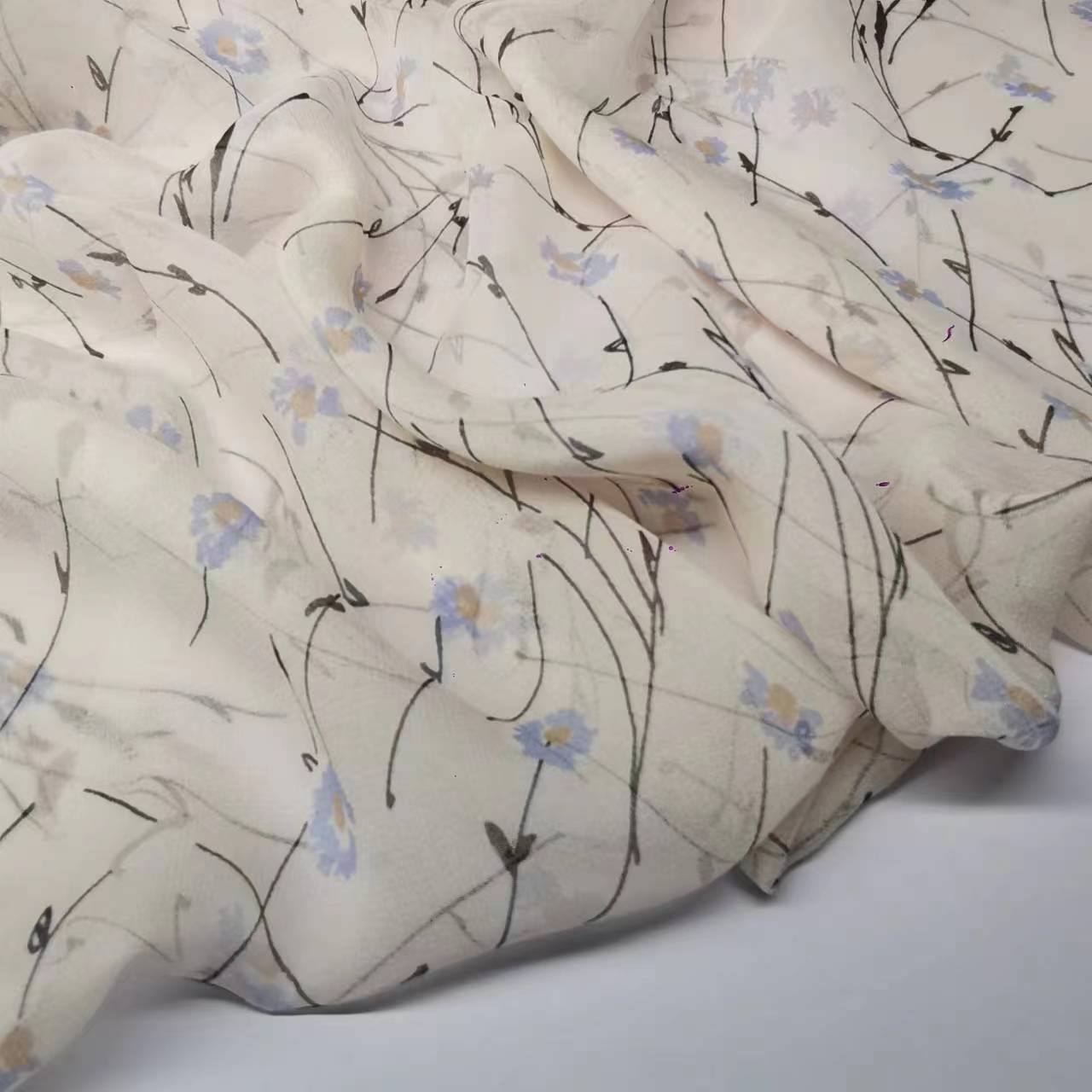 Printed Mulberry Silk Georgette Fabric 8mm Wide Fashion Silk Dress Fabric