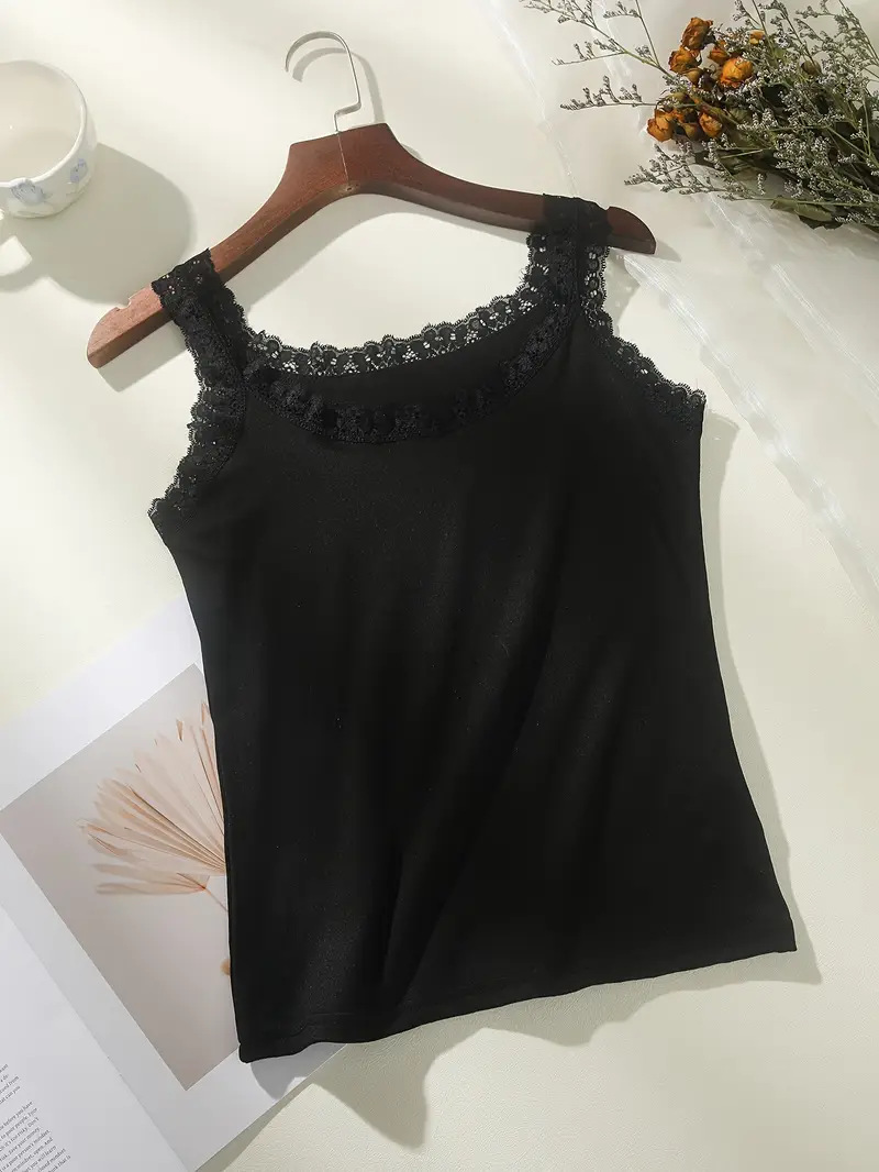 Picture of Trendy Lace Camisole for Women, Summer High Elasticity Plus Size Outerwear Base Shirt