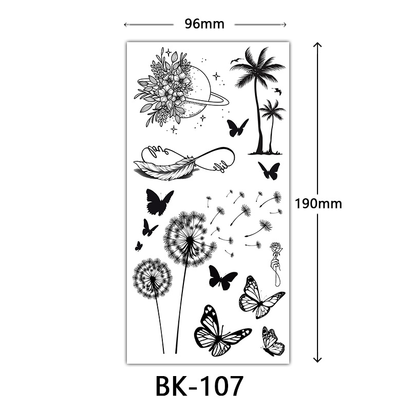Picture of Cross-Border Supply of Sketch Flower Tattoo Stickers, Sketch Tattoo Stickers, Rose Flower Black and White Flower Tattoo