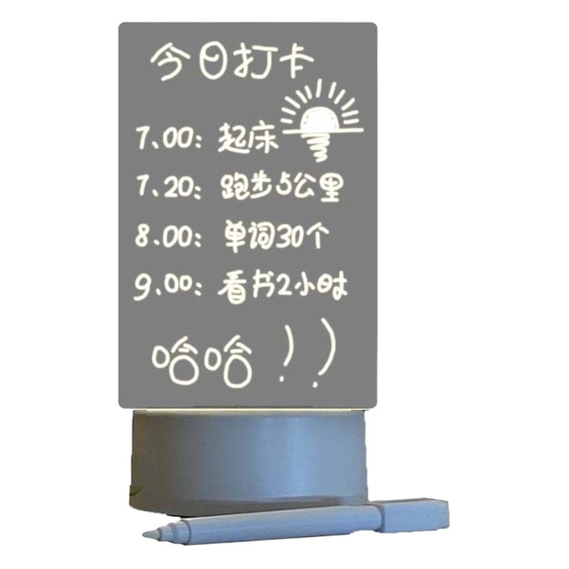 Picture of Ins Transparent Luminous Acrylic Noteboard Erasable Message Whiteboard Home Memo Tips Desktop Writing Pad