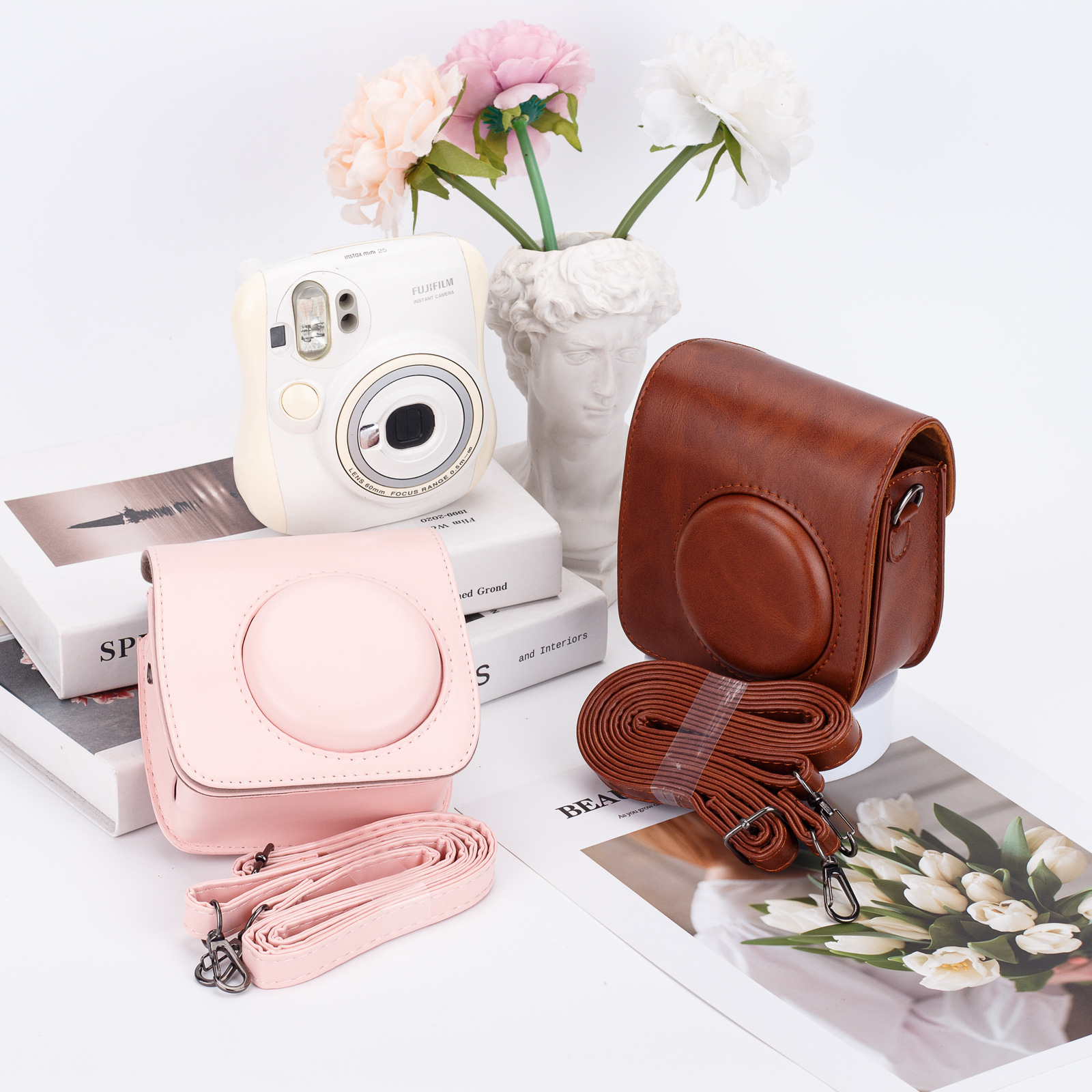 Picture of A generation of hair for the clapper mini25 camera solid color PU camera storage bag messenger bag