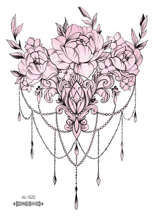 Picture of Cross-border New Waterproof Chest Tattoo Sticker Original Big Figure Sexy Flower Arm Tattoo Sticker Disposable Tattoo Sticker