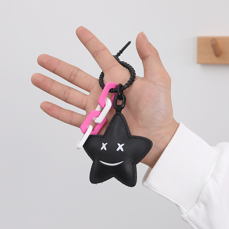 Picture of Creative Car Bag Accessories Ins Advanced Sense Leather Handmade Flower Eye Bag Pendant Pendant Keychain