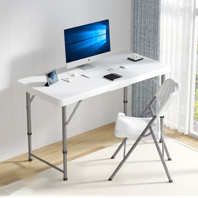 Outdoor Portable Folding Table and Chair Thickened Blow Molding Simple Table Exhibition Activity Training Plastic-steel Field Table Folding Chair