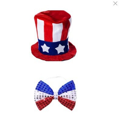 Picture of Cross Border US Independence Day Carnival Party Sequin Hat Beaded Tie Glasses Uncle Sam Hat Dress Up