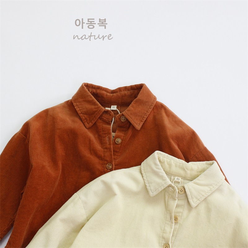 Picture of 2025 Spring Children's Shirt Class A Boys' Shirt Korean Style Joker Lapel Corduroy Girls' Shirt Wholesale