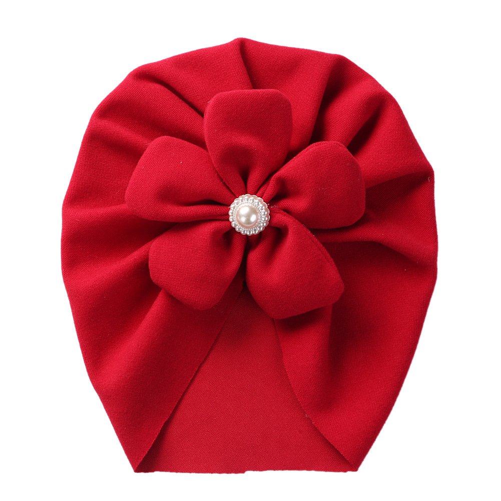 Picture of Cross-border new baby autumn and winter pullover cap imitation cashmere children's Indian hat infant Pearl Flower brimless hat