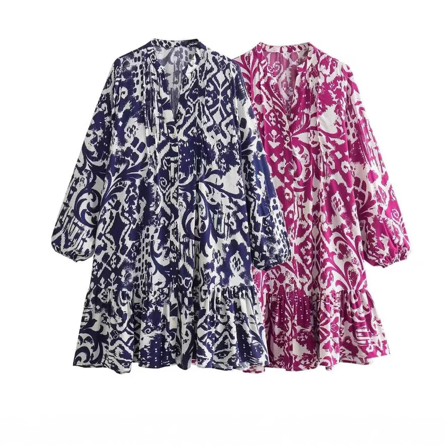 ZA cross-border women's clothing wholesale European and American style new fashion simple Joker printing long sleeve dress 9878082