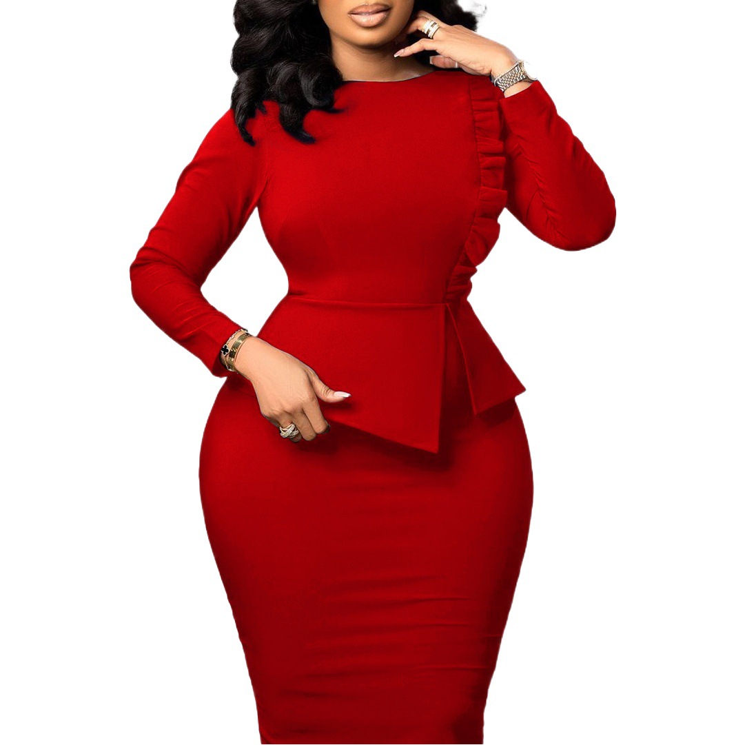 D356 European and American Amazon Spring New Elegant Slim Pencil Skirt Fashion Wrap Hip African Large Size Foreign Trade Dress