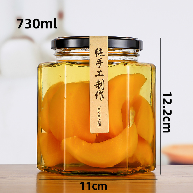 Picture of Manufacturer Hexagonal Honey Glass Bottle Foam Box with Lid Storage Bottle Sealed Transparent Jam Can Bottle Honey Jar Storage