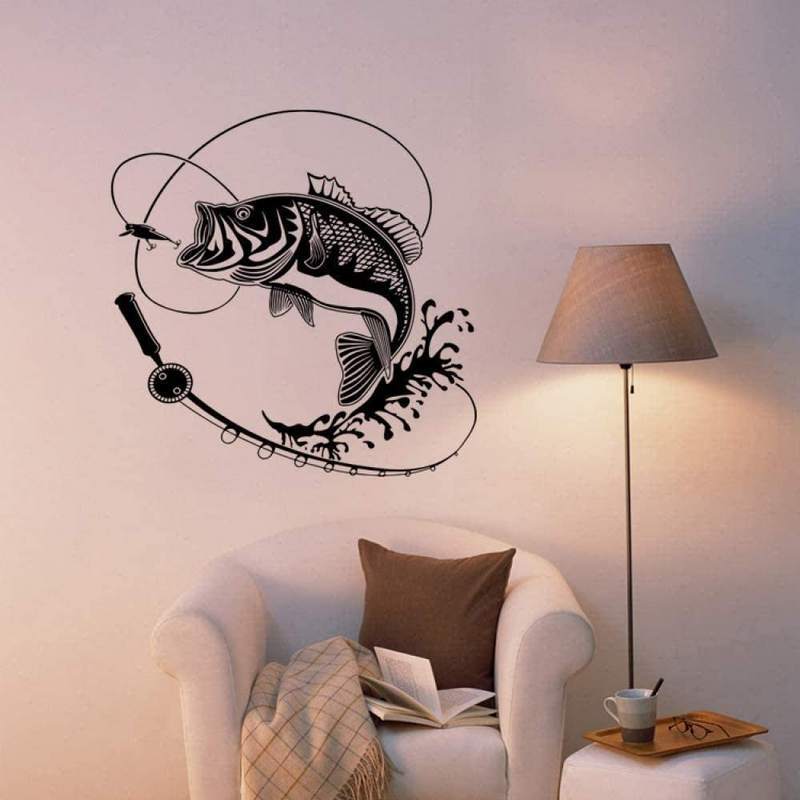 Fishing Rod Fishing pattern Fishing Hunting Fishing Rod Tackle creative carved wall sticker