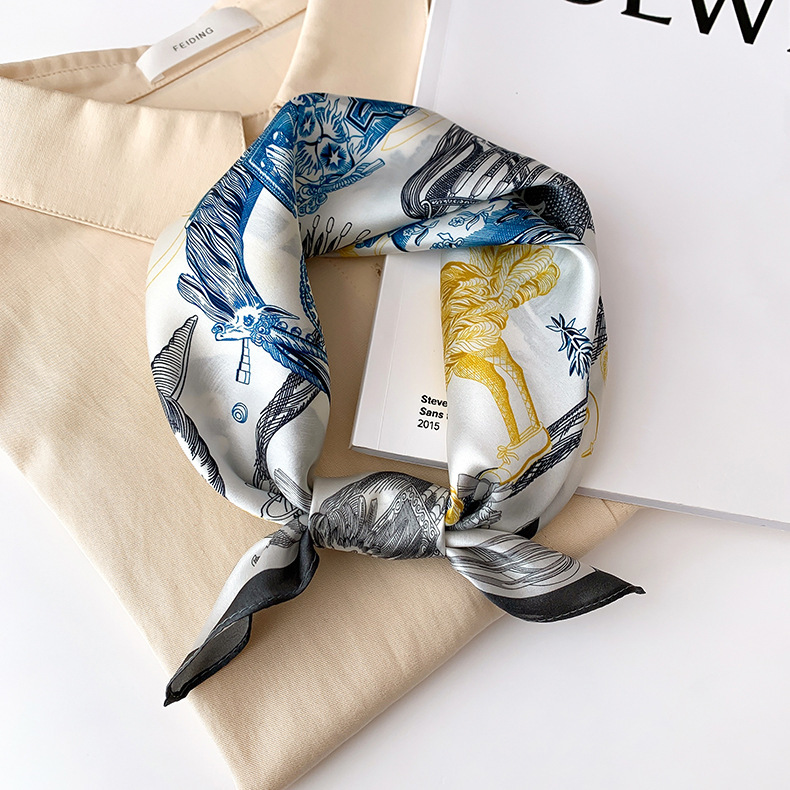 Picture of 2024 New Style Silk Scarves Women's Spring and Summer Fashion Printed 100 Mulberry Silk Small Square Scarf South Korea Ribbon Scarf
