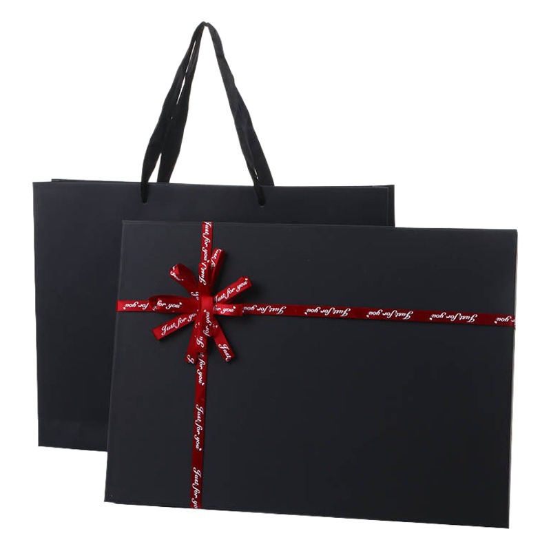 Black Gift Box Large Bow Scarf Packaging Box Creative Rectangular Gift Box Heaven and Earth Cover Box Shirt Box