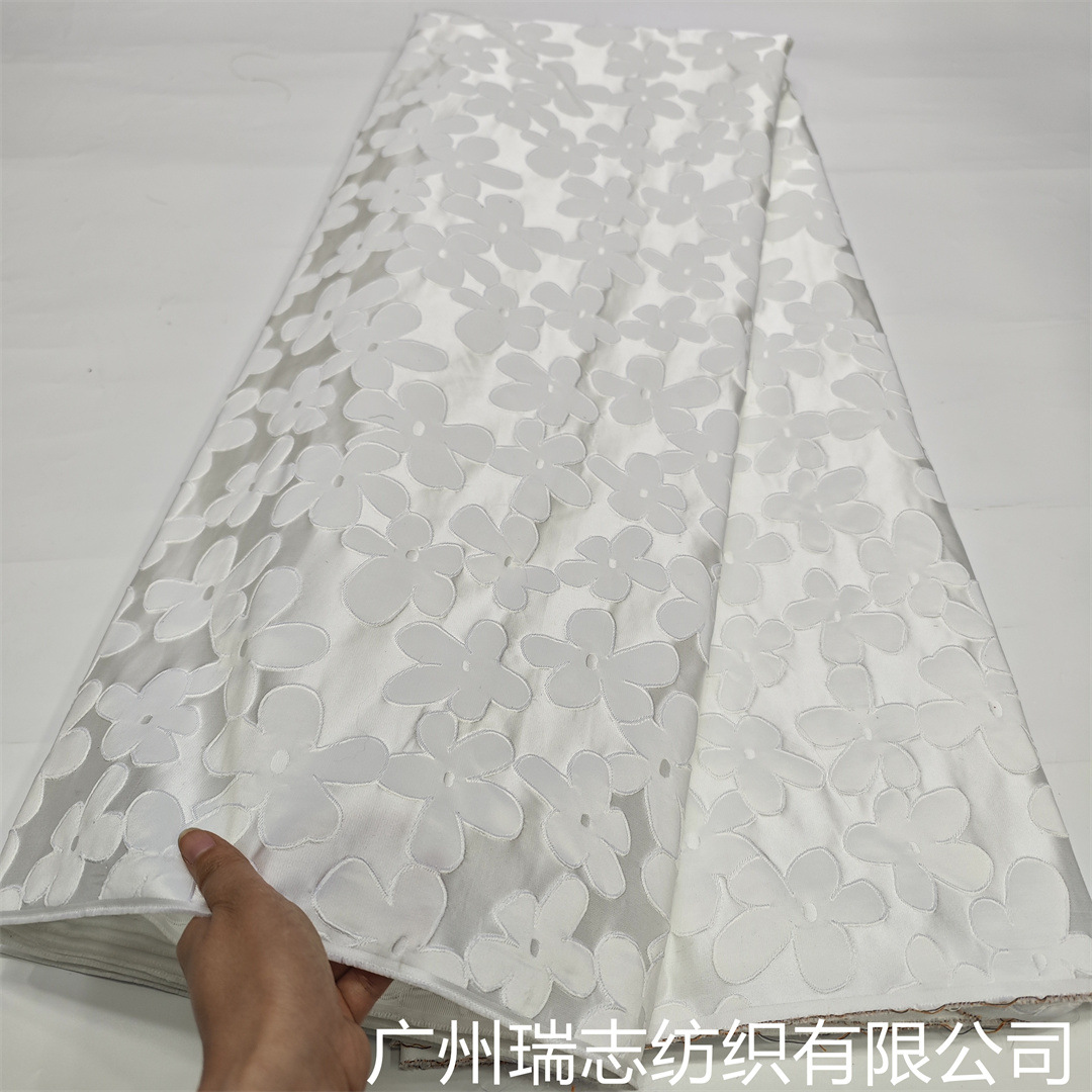 Picture of High-grade pink cute flower jacquard fabric three-dimensional gloss dress clothing handmade DIY bag fabric
