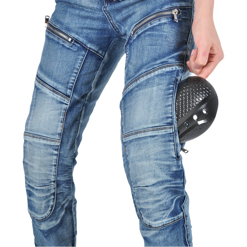 VOLERO Motorcycle Washed Jeans Women's Retro Motorcycle Casual Cycling Pants Kevlar Drop-Resistant Pants