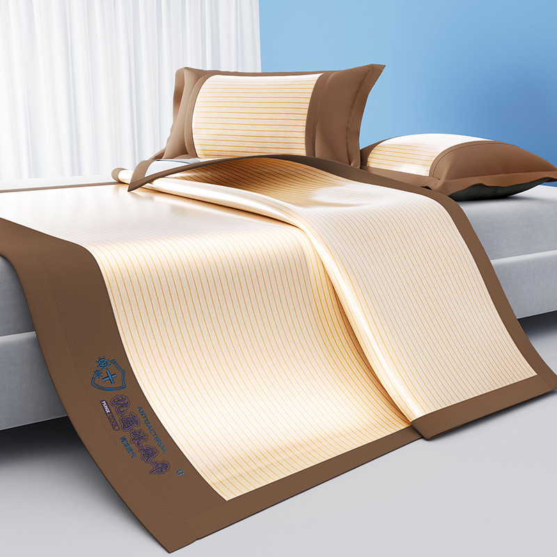 Picture of 2025 Explosions Antibacterial Ice Silk Mat Summer Sleeping Naked Maternal and Infant Class Air-conditioned Mat Machine Washable Folding Bed Cover Soft Mat