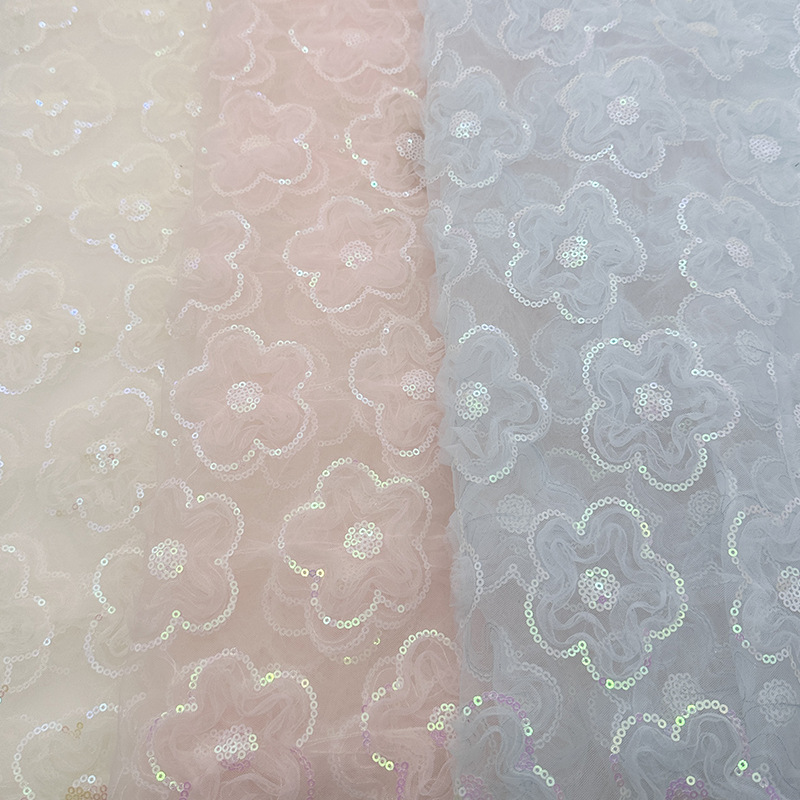 Picture of Three-Dimensional Plate with Three-In-One Plum Blossom Sequin Embroidery Multi-Color Gradient Sequin Embroidery Children's Clothing Women's Dress