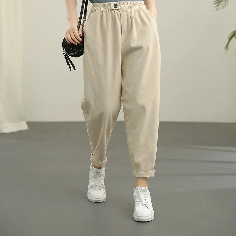 Black Cropped Harlan Pants Women's Autumn Small Loose Large Size Slimming Cropped Spring and Autumn Casual Carrot Pants