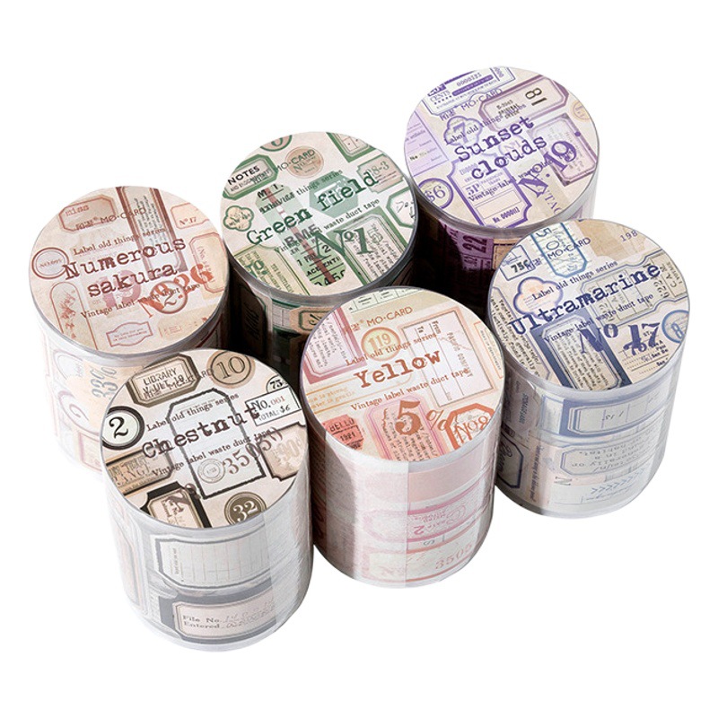 Mo ink coated paper retro waste tape label old goods series stickers hand account decoration material collage
