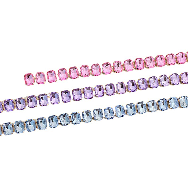 New Women's Belt Shiny Solid Color Decorative Gemstone Crystal Inlaid Metal Chain Waist Chain Accessories Wholesale in Stock