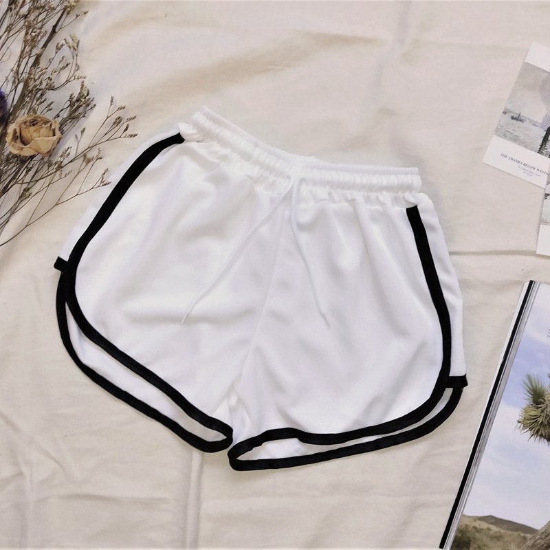Picture of Korean Summer New High Waist Slimming Elastic Waist Lace-up Contrast Edge Solid Color Fresh Casual Shorts Hot Pants Women's Trendy