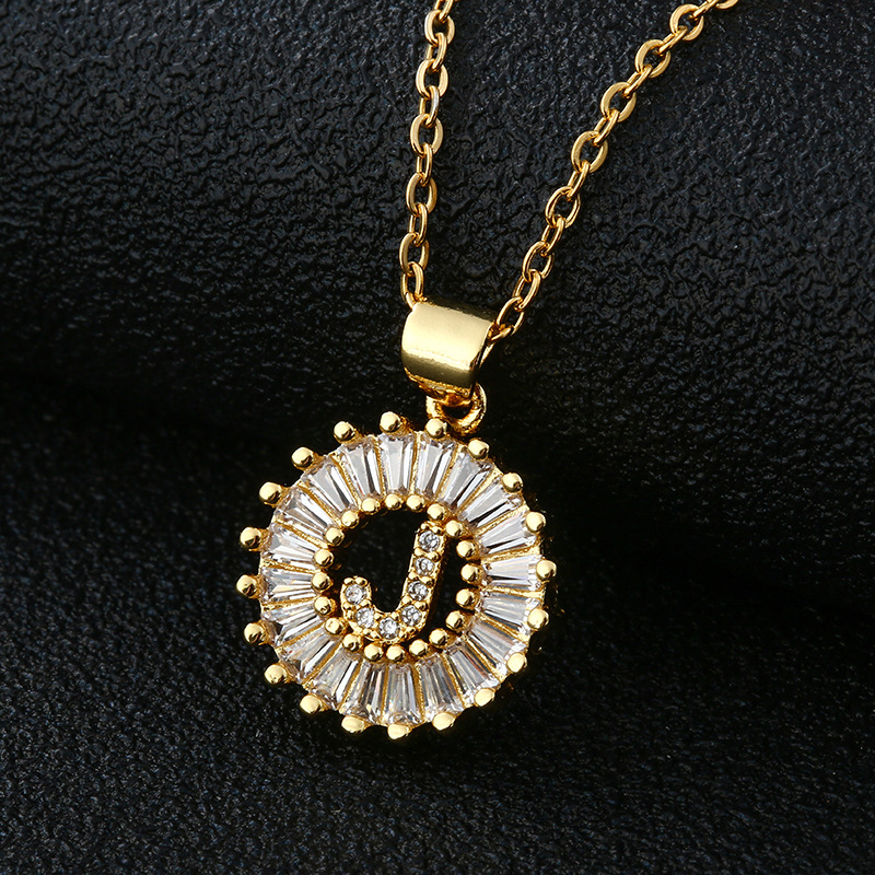 Picture of Letter Necklace Women's Necklace 26 Letters Copper Inlaid Cubic Zircon Vacuum Electroplated Stainless Steel Chain Necklace