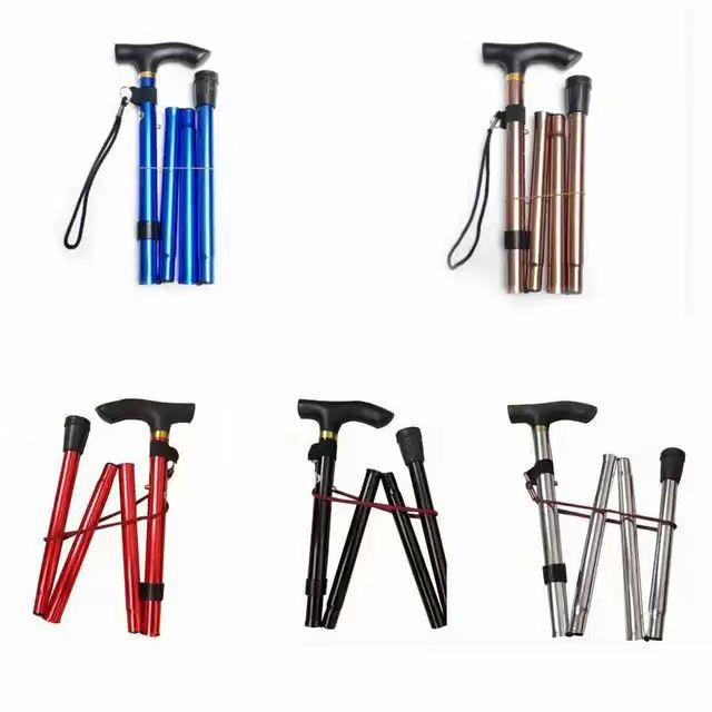 Picture of Aluminum Alloy Mountain Climbing Cane Telescopic Folding 6 Color Mountain Climbing Cane Non-Slip Cane Strengthened Adjustable 5-Section Old Man Cane