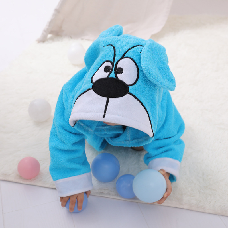 Picture of Korean version of cotton towel material baby pajamas baby cardigan bath towel children's bathrobe full moon clothes home clothes