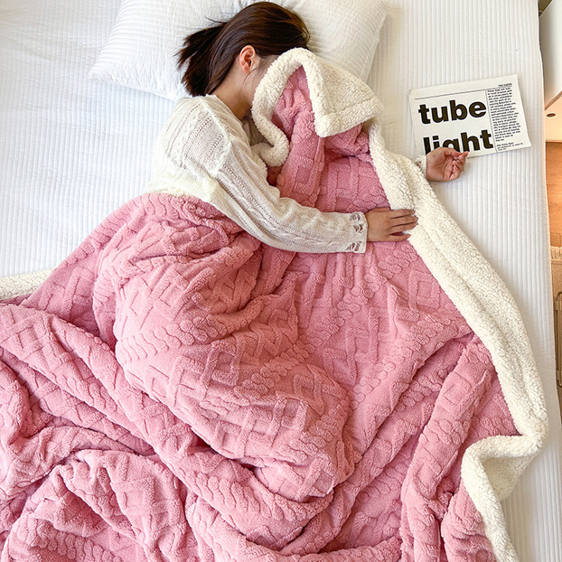 Picture of Thickened Coral Fleece Flannel Lamb Fleece Blanket Nap Sofa Blanket Office Shawl Air Conditioning Blanket