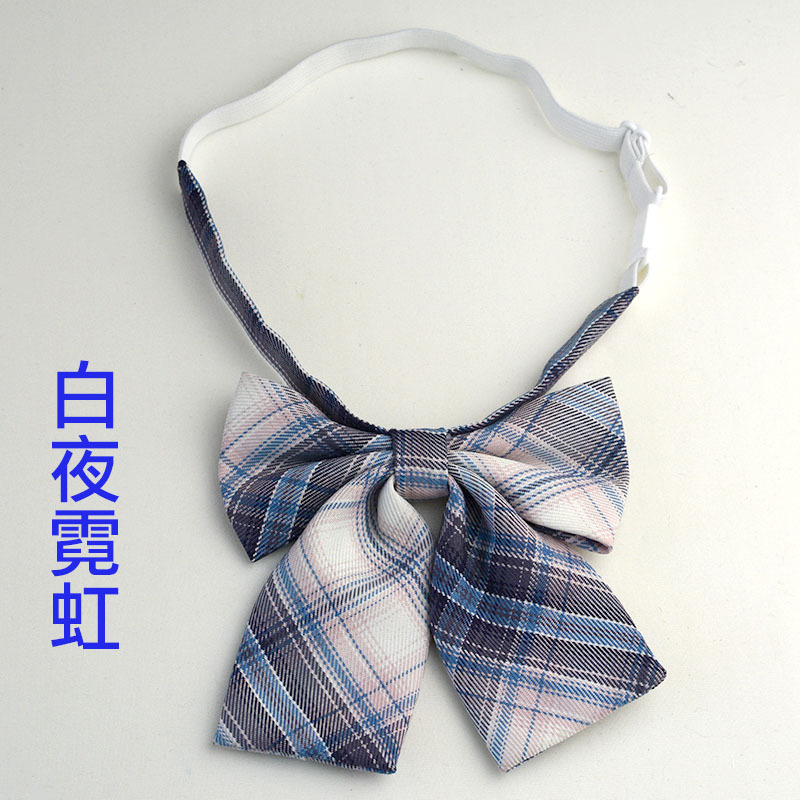 Picture of Hot-selling College Style Oka Pear Field Soot Black Bow Plaid Flat Horn JK Collar Bow Tie Shirt Accessories