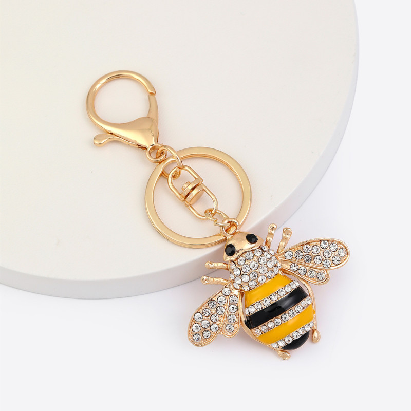 Yiwu creative exquisite wasp keychain Korean alloy Diamond bee couple car ornaments gift wholesale