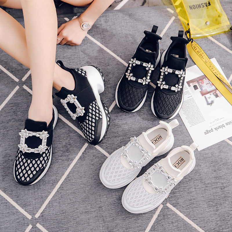 Rodis 24 New Rhinestone Square Buckle Thick-soled Torre Shoes Mesh Increased Casual Leather Shoes Women's sneaker