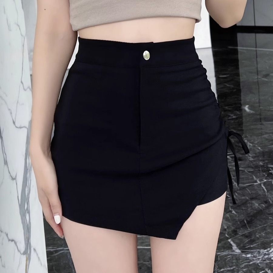 Design Sense Stretch Shorts Women's Summer New Irregular Drawstring Skirt Hot Girl High Waist Slim-fit Hip Skirt